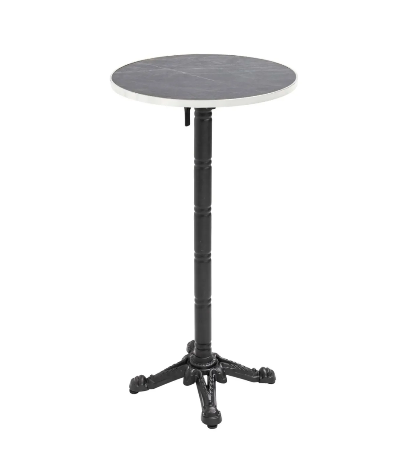 60 cm ronde hoge tafel kantelbaar zwart/zilver en zwart marmeren blad