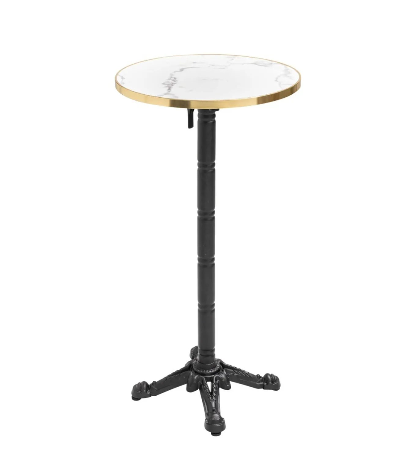 60 cm ronde hoge tafel kantelbaar wit/goud en zwart marmeren blad