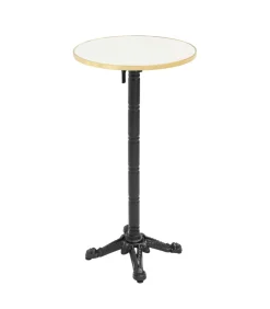 60 cm ronde hoge tafel met kantelbaar wit/gouden blad en zwarte poten