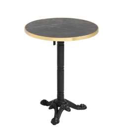 60 cm verstelbare zwartmarmeren terrastafel en 2 blauwe stoelen