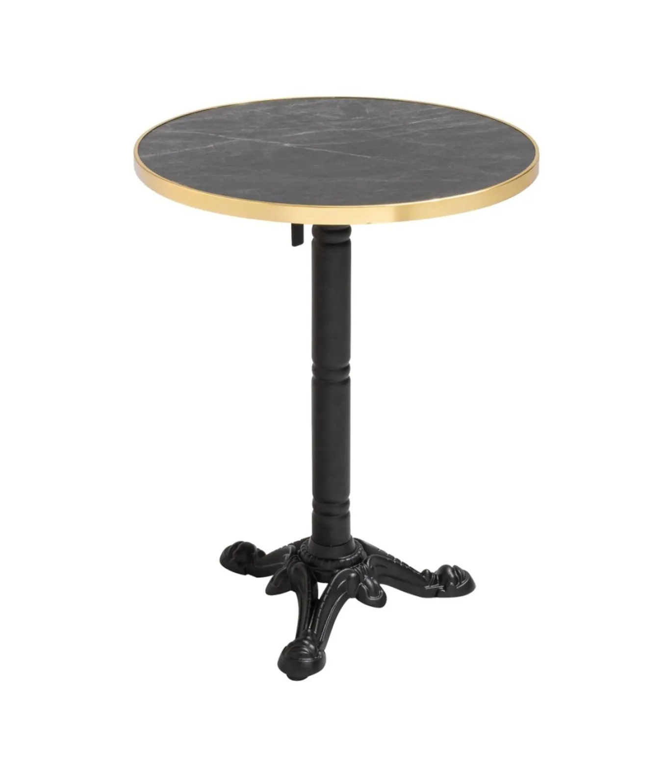 60 cm verstelbare zwartmarmeren terrastafel en 2 blauwe stoelen