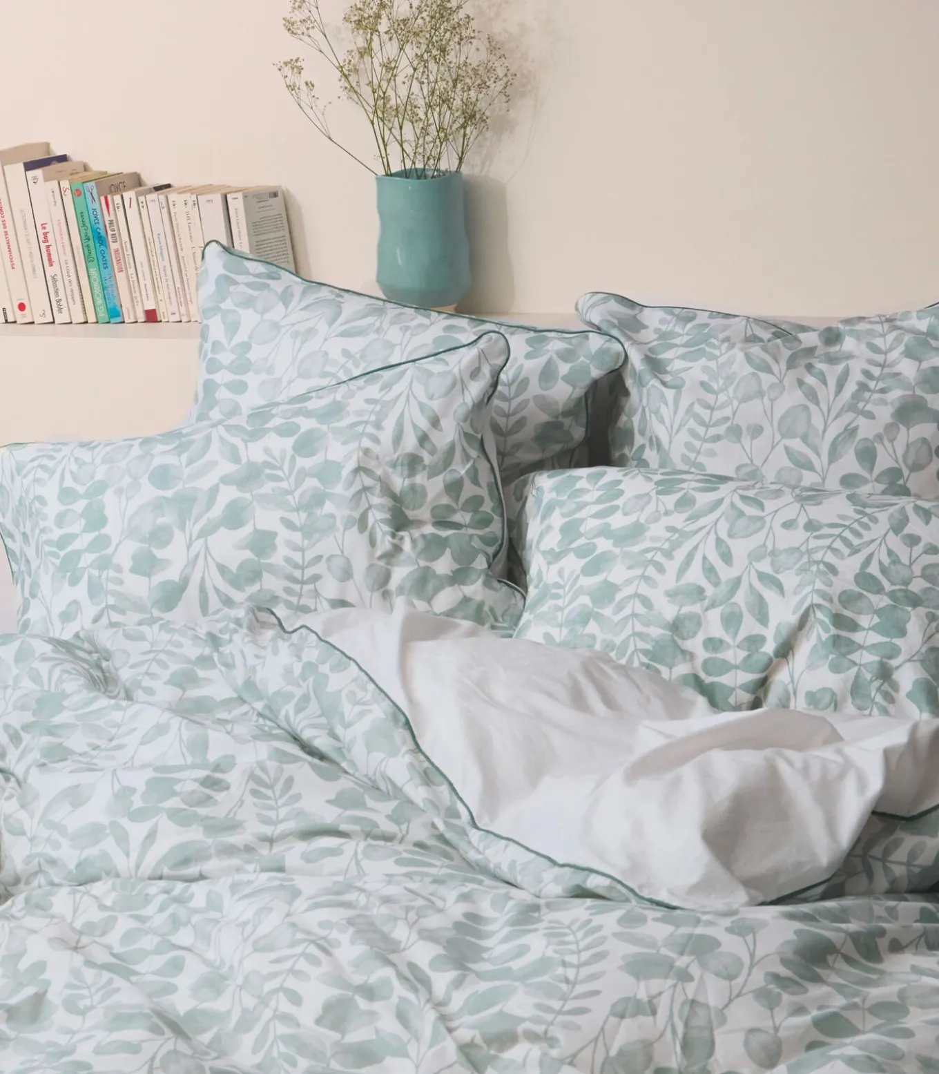 2 kussenslopen van gewassen perkal katoen, HERBIER