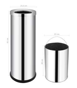 Afvalbak Hotel 32 L roestvrij staal