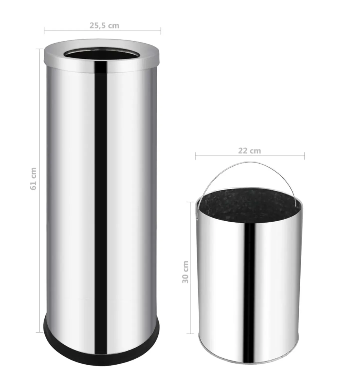 Afvalbak Hotel 32 L roestvrij staal