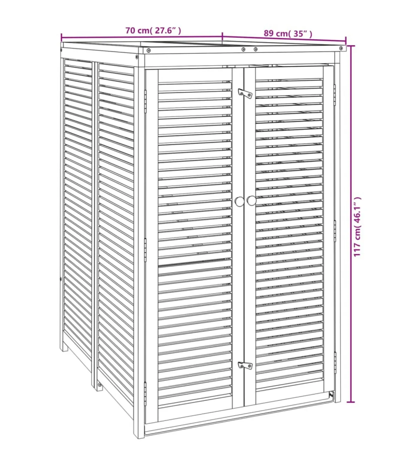 Afvalbakberging enkel 70x89x117 cm massief acaciahout
