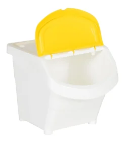 Afvalbakken met deksels stapelbaar 3 st PP 78 L wit