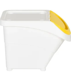 Afvalbakken met deksels stapelbaar 3 st PP 78 L wit