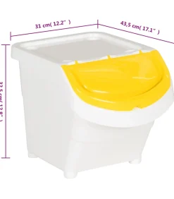 Afvalbakken met deksels stapelbaar 3 st PP 78 L wit