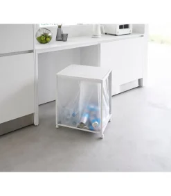 Afvalscheidingsprullenbak met wielen - 2 comp - Tower - Wit