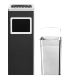 Asbak/prullenbak Hotel 36 L staal zwart