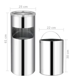 Asbak/prullenbak Hotel 30 L roestvrij staal