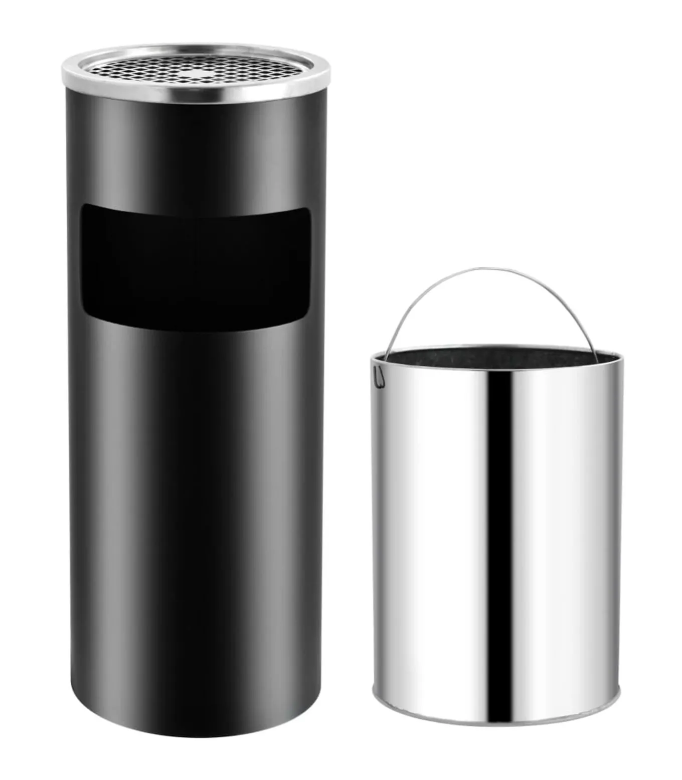 Asbak/prullenbak Hotel 30 L staal zwart