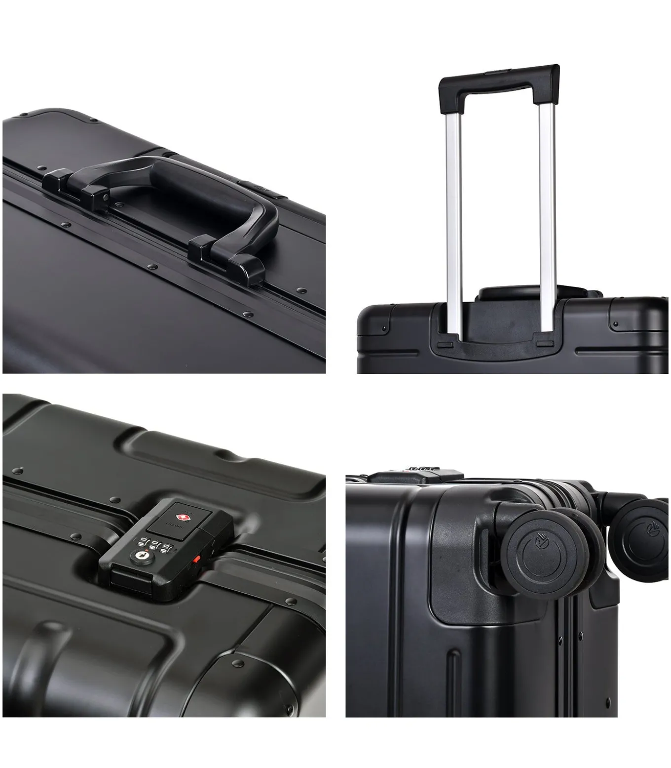 Athens Aluminium Trunk Koffer 4 Wielen Zwarte