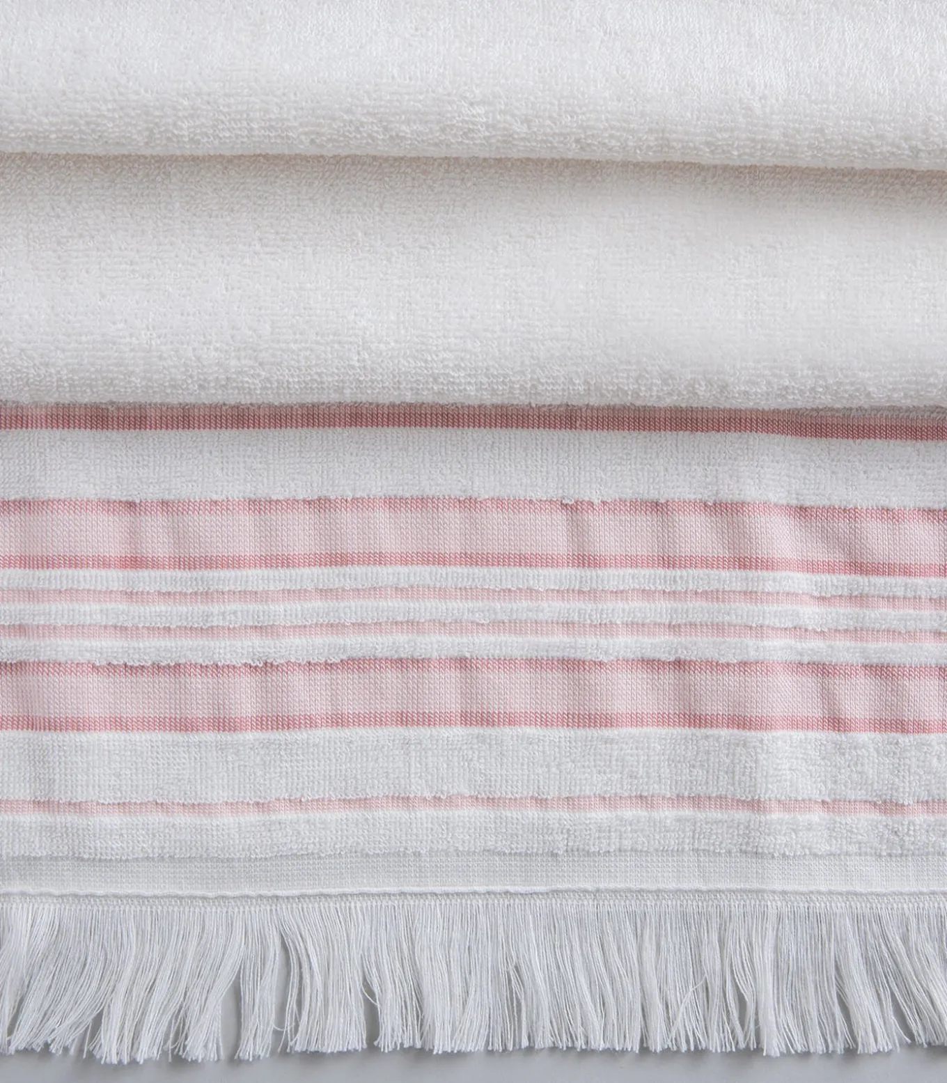 Badhanddoek Derin 100x150 cm Ecru/Lichtroze