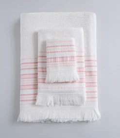 Badhanddoek Derin 100x150 cm Ecru/Lichtroze