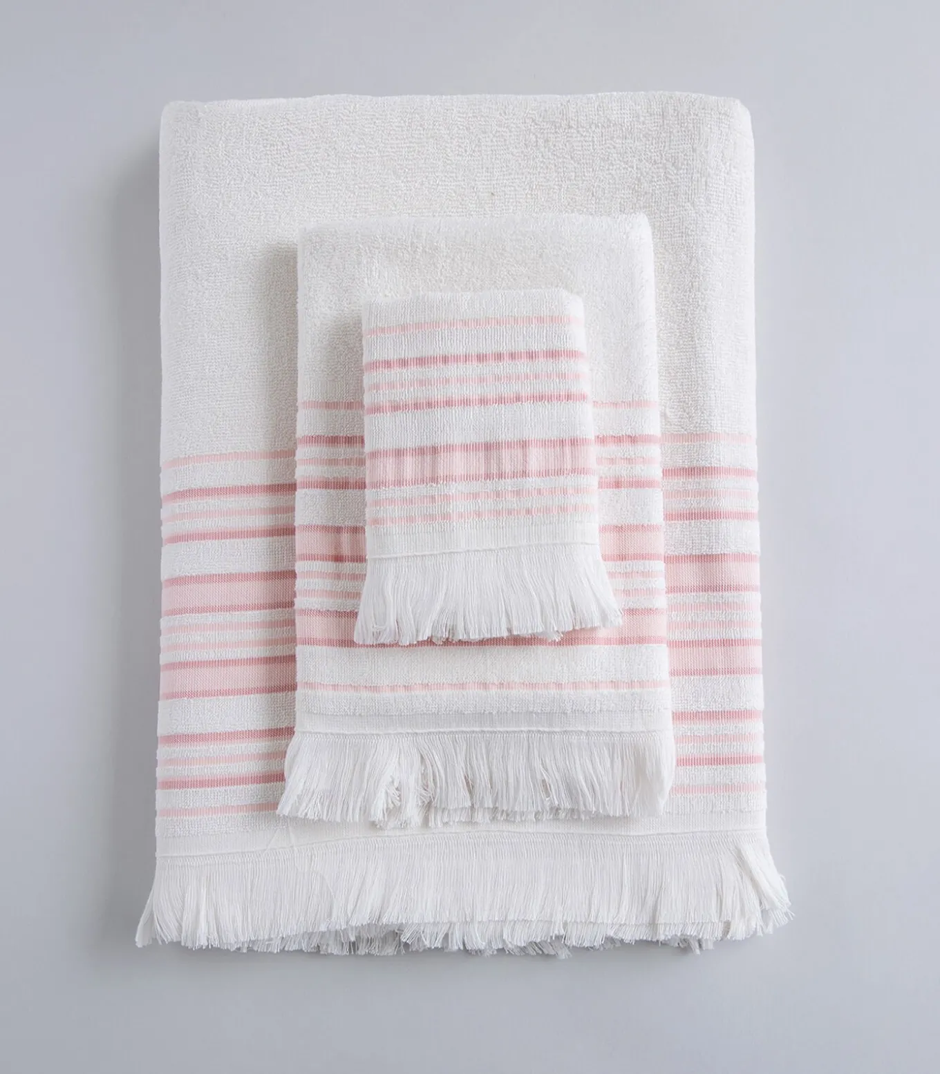 Badhanddoek Derin 100x150 cm Ecru/Lichtroze