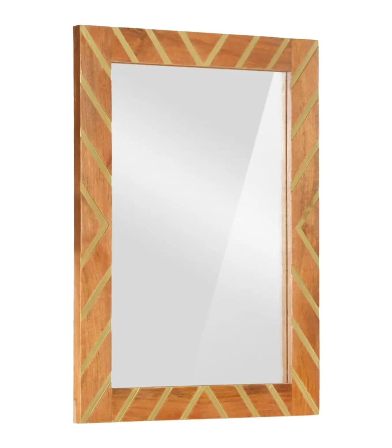 Badkamerspiegel 50x70x3 cm massief mangohout en glas bruin