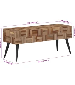 Bankje 110x35x45 cm massief gerecycled teakhout