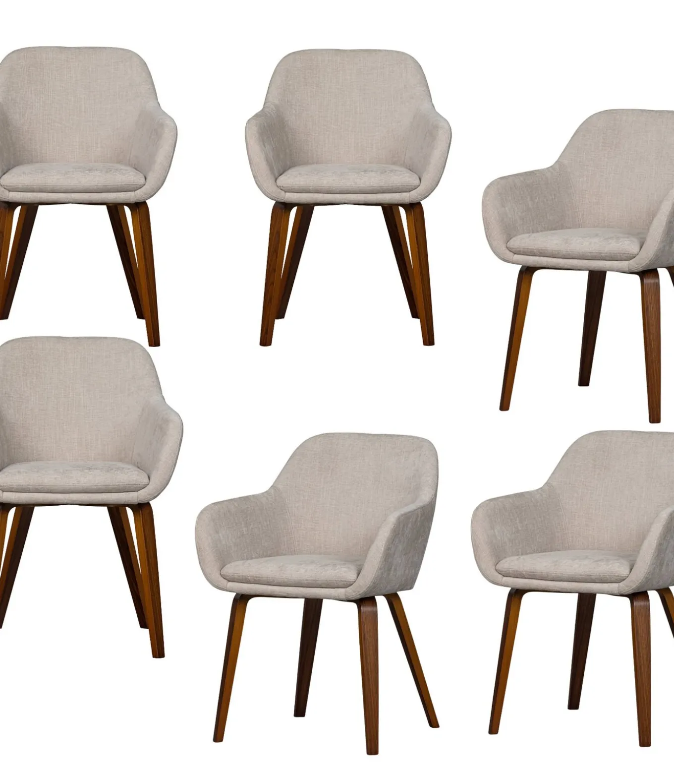 Base Eetkamerstoelen - Velvet Melange - Zand - Set van 6