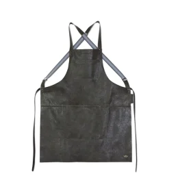 BBQ Lederen schort met bretellen - Grijs