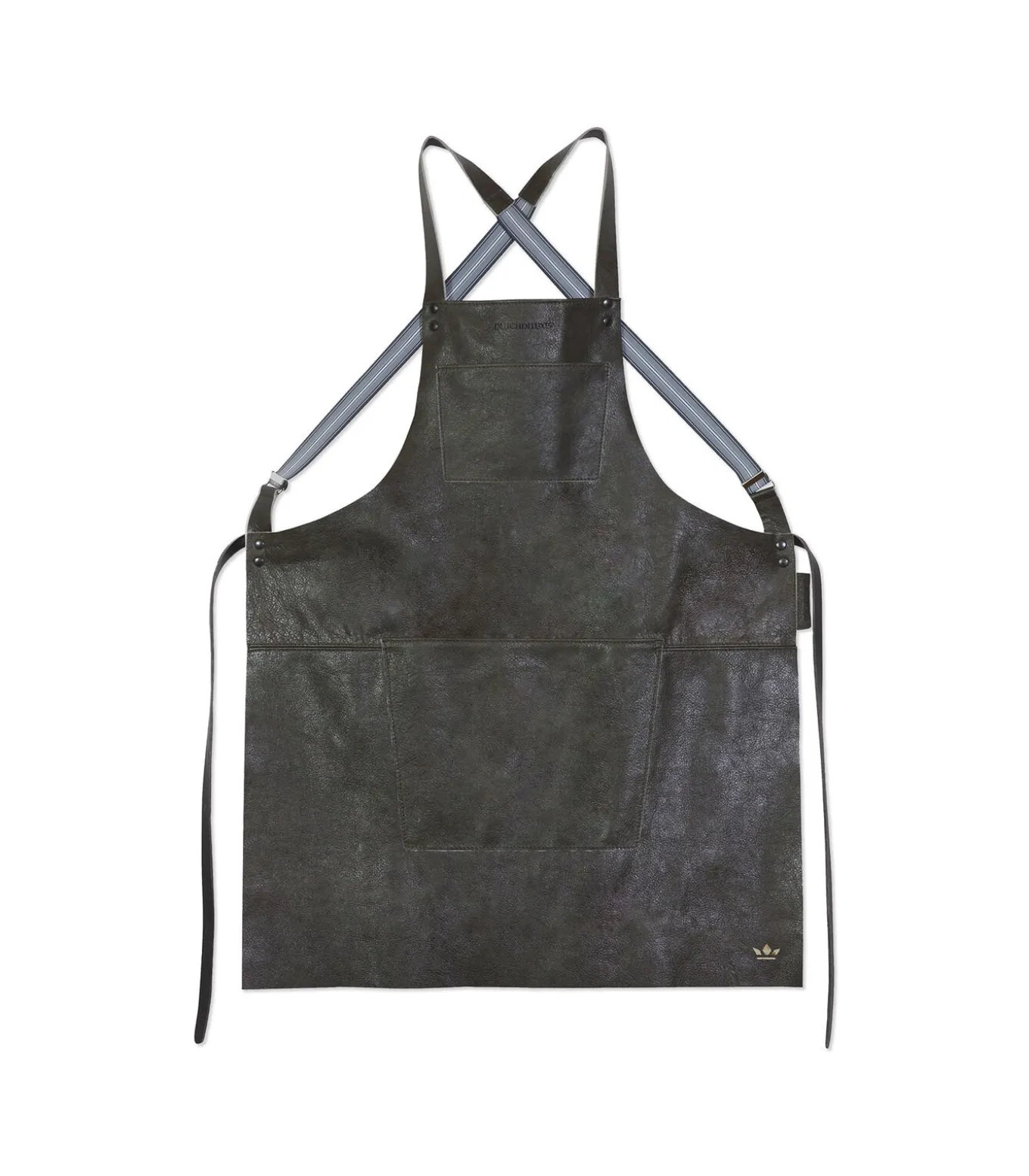BBQ Lederen schort met bretellen - Grijs