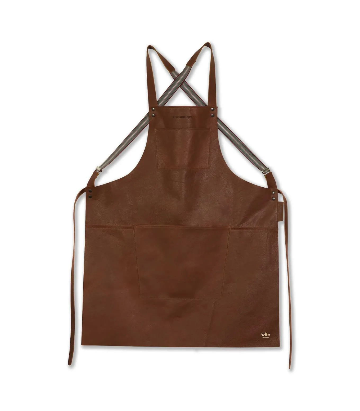 BBQ Lederen schort met bretellen - Bruin