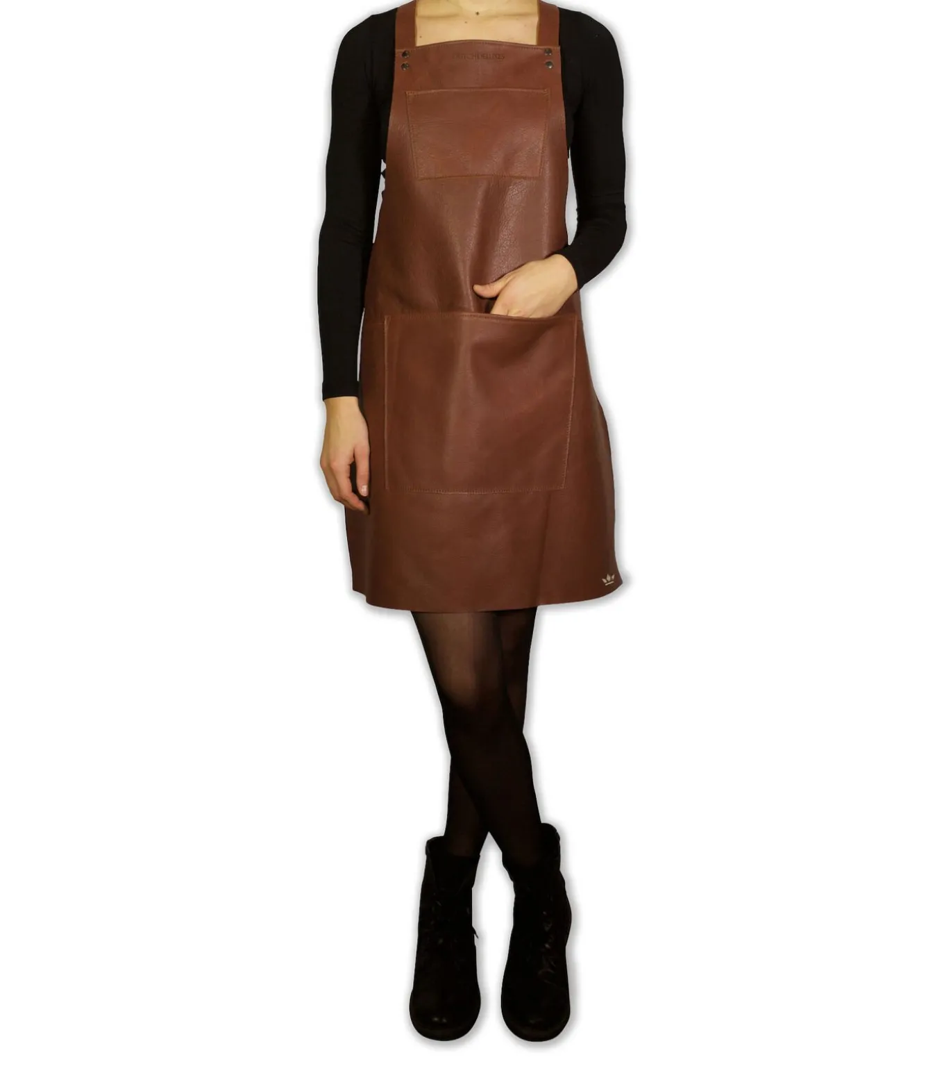 BBQ Lederen schort met bretellen - Bruin