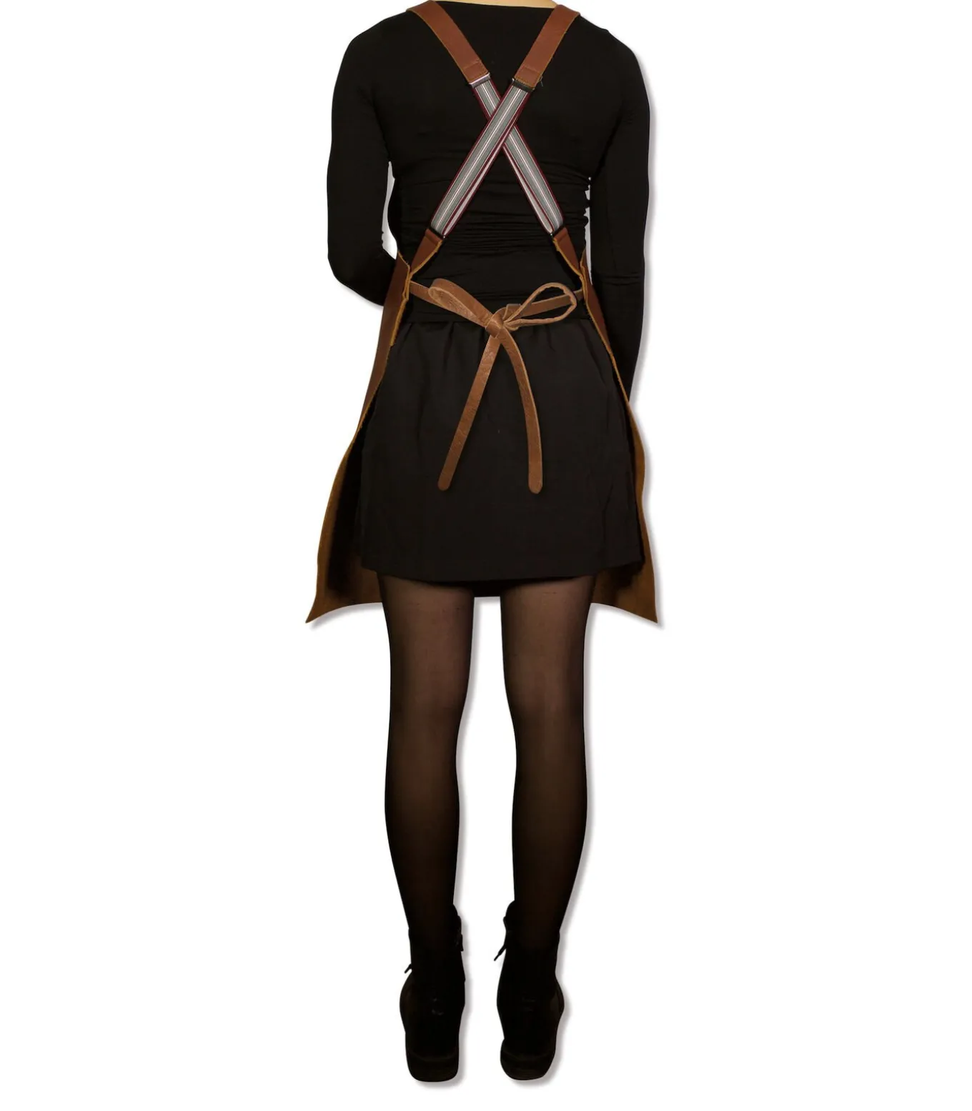 BBQ Lederen schort met bretellen - Bruin