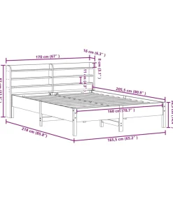 Bedframe zonder matras massief grenenhout 160x200 cm