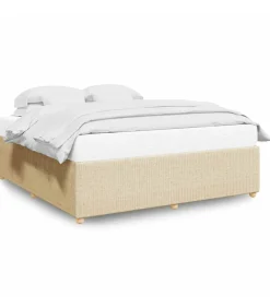 Bedframe zonder matras stof crèmekleurig 200x200 cm