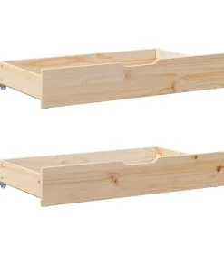 Bedlades 2 st met wieltjes 95x55x17 cm massief grenenhout