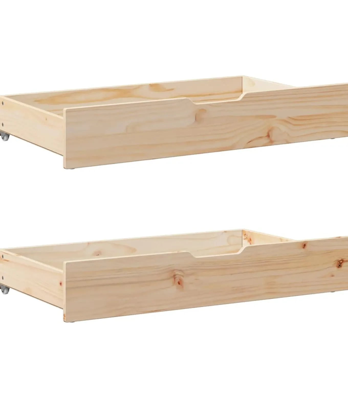 Bedlades 2 st met wieltjes 95x55x17 cm massief grenenhout