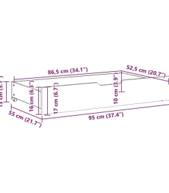 Bedlades 2 st met wieltjes 95x55x17 cm massief grenenhout