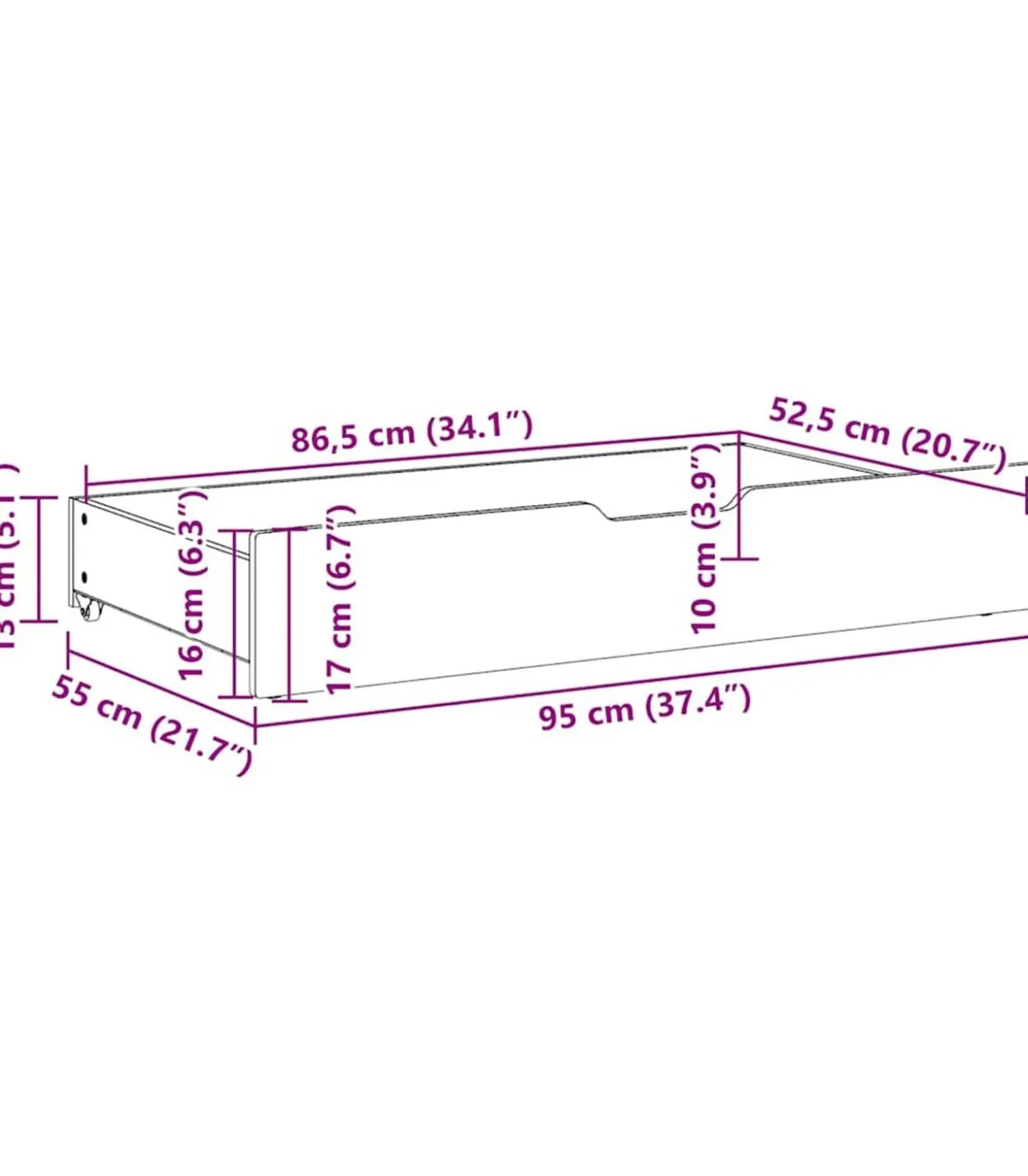Bedlades 2 st met wieltjes 95x55x17 cm massief grenenhout