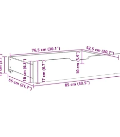 Bedlades 2 st 85x55x17 cm massief grenenhout wit