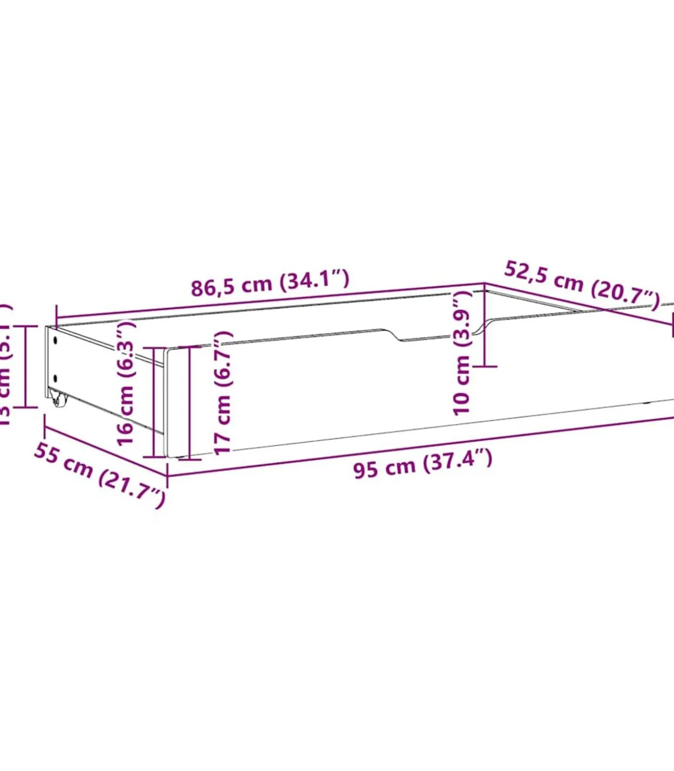 Bedlades 2 st 95x55x17 cm massief grenenhout