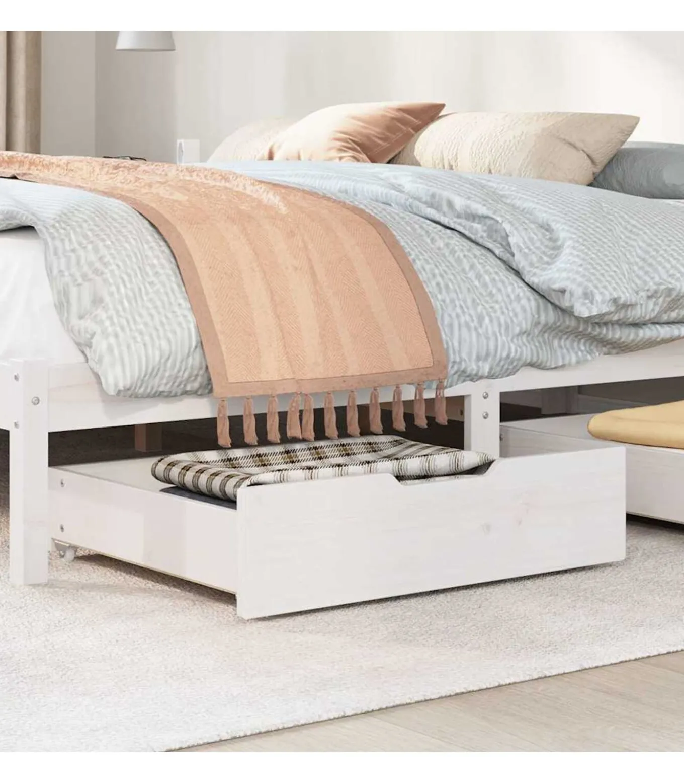 Bedlades 2 st 65x55x17 cm massief grenenhout wit