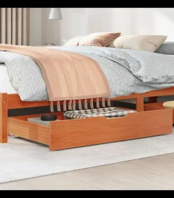 Bedlades 2 st 90x55x17 massief grenenhout wasbruin