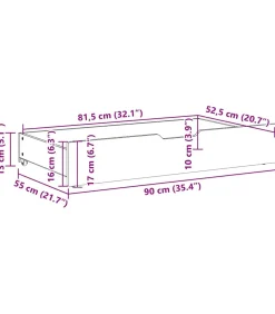 Bedlades 2 st 90x55x17 massief grenenhout wasbruin