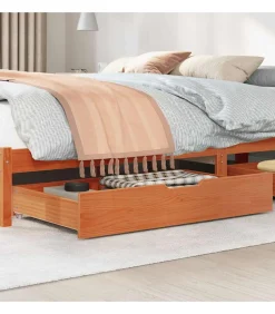 Bedlades 2 st 95x55x17 massief grenenhout wasbruin