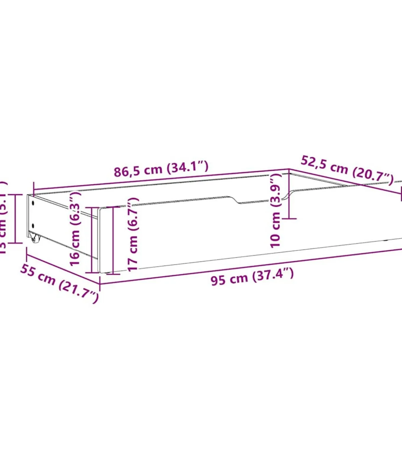 Bedlades 2 st 95x55x17 massief grenenhout wasbruin