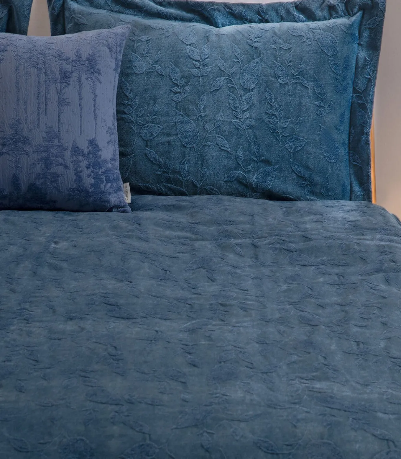 Bedsprei 2 personen Folha 240x260 cm Nachtblauw (1 Bedsprei, 2 Kussenslopen)