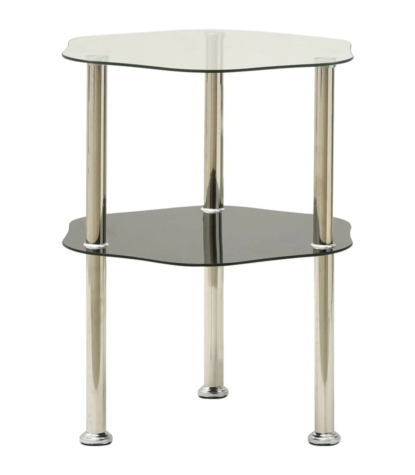 Bijzettafel 2-laags 38x38x50 cm gehard glas transparant zwart