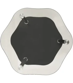 Bijzettafel 2-laags 38x38x50 cm gehard glas transparant zwart