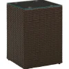 Bijzettafel met glazen blad 35x35x52 cm poly rattan bruin