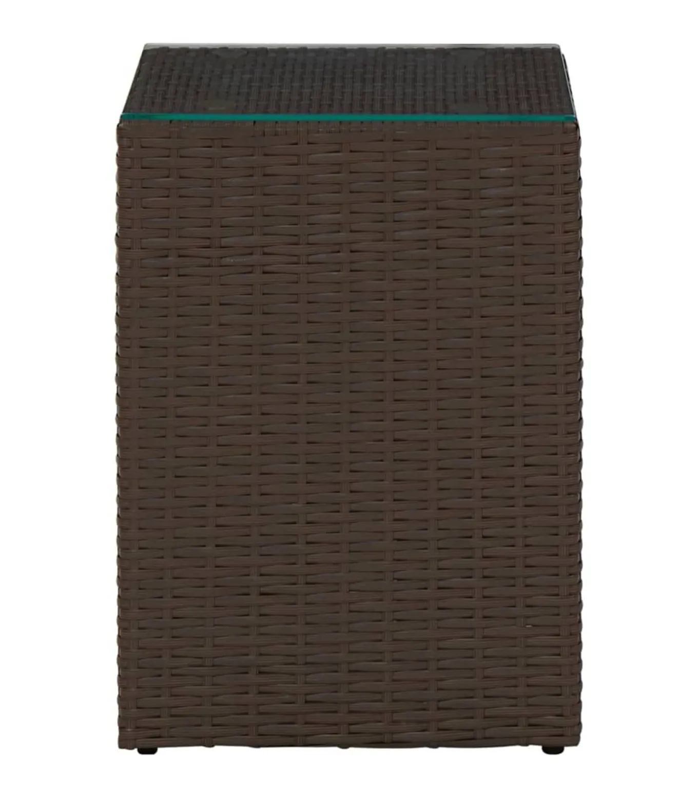 Bijzettafel met glazen blad 35x35x52 cm poly rattan bruin