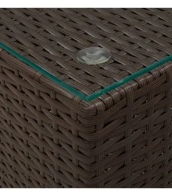 Bijzettafel met glazen blad 35x35x52 cm poly rattan bruin