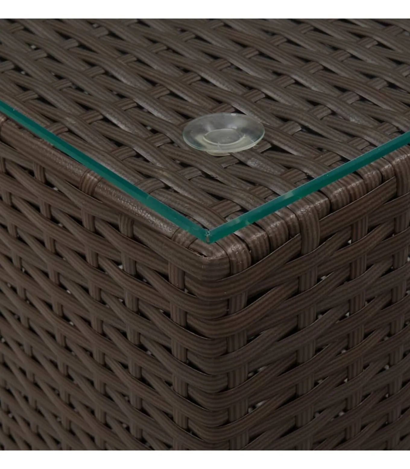 Bijzettafel met glazen blad 35x35x52 cm poly rattan bruin