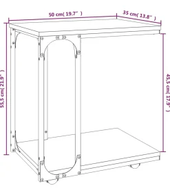 Bijzettafel met wieltjes 50x35x55,5 cm hout sonoma eikenkleurig