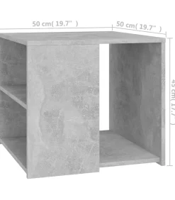 Bijzettafel 50x50x45 cm bewerkt hout betongrijs
